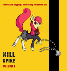 Size: 600x644 | Tagged: safe, artist:queen-le-fra-fra, apple bloom, earth pony, pony, g4, clothes, crossover, female, flail, gogo yubari, kill bill, solo, weapon