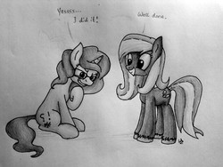 Size: 640x480 | Tagged: safe, artist:lupiarts, oc, oc only, oc:curse word, oc:obabscribbler, earth pony, pony, unicorn, female, mare, traditional art