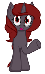 Size: 901x1489 | Tagged: safe, artist:terton, oc, oc only, oc:curse word, pony, unicorn, female, glasses, mare, simple background, solo, transparent background, waving