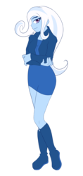 Size: 900x1900 | Tagged: safe, artist:backgrounduser, trixie, equestria girls, g4, boots, clothes, dress, female, skirt, smiling, solo, tube skirt
