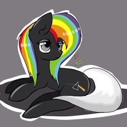 Size: 1252x1252 | Tagged: artist needed, safe, oc, oc only, oc:dark side, earth pony, pony, female, hipgnosis, mare, pink floyd, rainbow hair, solo, the dark side of the moon