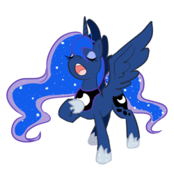 Size: 500x500 | Tagged: safe, artist:gurugururi, princess luna, alicorn, pony, g4, eyes closed, female, open mouth, simple background, solo, spread wings, transparent background