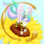 Size: 2000x2000 | Tagged: safe, artist:haretrinity, princess celestia, g4, bee costume, beelestia, clothes, female, grin, high res, smiling, socks, solo, spread wings, striped socks, sunflower