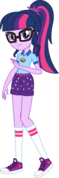 Size: 991x2966 | Tagged: safe, artist:imperfectxiii, sci-twi, twilight sparkle, equestria girls, g4, my little pony equestria girls: legend of everfree, camp everfree outfits, clothes, converse, female, glasses, ponytail, shoes, shorts, simple background, sneakers, socks, solo, transparent background, vector