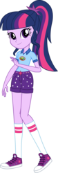 Size: 991x2966 | Tagged: safe, artist:imperfectxiii, sci-twi, twilight sparkle, equestria girls, g4, my little pony equestria girls: legend of everfree, camp everfree logo, camp everfree outfits, clothes, converse, female, missing accessory, ponytail, shoes, shorts, simple background, sneakers, socks, solo, transparent background, vector