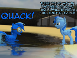 Size: 1024x768 | Tagged: safe, artist:duckponies, oc, oc only, oc:cloud ace, oc:wing ace, duck pony, 3d, comic, gmod, quack, water