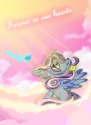 Size: 5000x6903 | Tagged: safe, artist:estories, oc, oc only, oc:beebarb, absurd resolution, cloud, remembering beebarb, rest in peace, solo, tribute