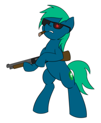 Size: 1374x1657 | Tagged: safe, artist:wcnimbus, oc, oc only, oc:emerald, crossover, gun, shotgun, solo, terminator, weapon