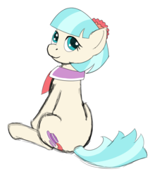 Size: 946x1075 | Tagged: safe, artist:wcnimbus, coco pommel, g4, female, looking back, looking over shoulder, sketch, solo