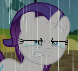 Size: 572x521 | Tagged: safe, screencap, rarity, pony, g4, the cart before the ponies, crying, filly, filly rarity, rain