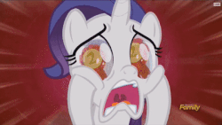 Size: 400x225 | Tagged: safe, screencap, rarity, pony, g4, the cart before the ponies, animated, crying, discovery family logo, drama queen, eye reflection, female, filly, filly rarity, lip quiver, marshmelodrama, mawshot, open mouth, reflection, screaming, solo, uvula