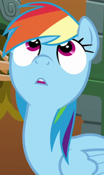Size: 365x613 | Tagged: safe, screencap, rainbow dash, pegasus, pony, g4, stranger than fan fiction, cute, dashabetes, diabetes, female, looking up, mare, open mouth, rainbow dash is best facemaker, solo