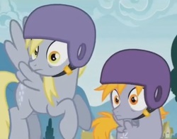 Size: 759x596 | Tagged: safe, screencap, crackle pop, derpy hooves, pegasus, pony, g4, the cart before the ponies, female, mare