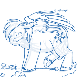 Size: 1024x1024 | Tagged: safe, artist:wavemasterkaz, oc, oc only, oc:winterlight, pegasus, pony, awkward, awkward moment, chubby, cute, destruction, giant pegasus, giant pony, macro, male, sketch, stallion