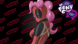 Size: 2560x1440 | Tagged: safe, artist:ngrycritic, pinkie pie, equestria girls, g4, breasts, busty pinkie pie, clothes, cosplay, costume, crossover, deadpool, female, lady deadpool, marvel, one eye closed, pinkiepool, sideboob, solo, style emulation, uotapo-ish, wink