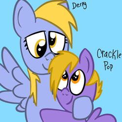 Size: 2000x2000 | Tagged: safe, artist:saveraedae, crackle pop, derpy hooves, pegasus, pony, g4, the cart before the ponies, female, high res, hug, mare