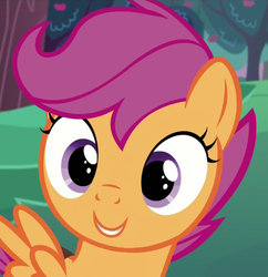 Size: 463x479 | Tagged: safe, screencap, scootaloo, pegasus, pony, g4, the cart before the ponies, cropped, cute, cutealoo, diabetes, female, filly, smiling, solo, spread wings, wings