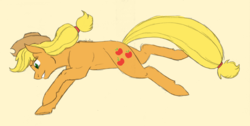 Size: 1200x606 | Tagged: safe, artist:kourabiedes, applejack, g4, colored sketch, cute, female, jackabetes, running, simple background, solo