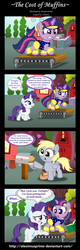 Size: 1024x3189 | Tagged: safe, artist:aleximusprime, derpy hooves, rarity, twilight sparkle, pegasus, pony, unicorn, g4, butt, chubby, clothes, comic, costume, dialogue, female, implied weight gain, leotard, mare, plot, speech bubble, treadmill