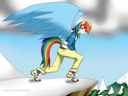 Size: 2560x1920 | Tagged: safe, artist:brab777, rainbow dash, human, g4, eared humanization, female, humanized, light skin, solo, tailed humanization, winged humanization