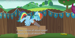 Size: 1920x975 | Tagged: safe, screencap, rainbow dash, scootaloo, pony, g4, the cart before the ponies, meme, youtube caption