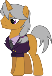 Size: 2171x3151 | Tagged: safe, artist:duskthebatpack, oc, oc only, oc:brilliant topaz, pony, unicorn, clothes, eyebrows, high res, male, simple background, solo, stallion, suit, transparent background, vector