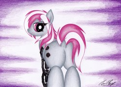 Size: 1024x738 | Tagged: safe, artist:thechrispony, oc, oc only, oc:hired gun, pony, fallout equestria, fallout equestria: heroes, amputee, butt, dock, featureless crotch, looking at you, plot, prosthetic leg, prosthetic limb, prosthetics, solo, the ass was fat, traditional art