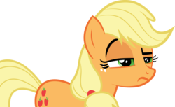 Size: 4581x2800 | Tagged: artist needed, safe, applejack, g4, the cart before the ponies, female, missing accessory, raised eyebrow, simple background, solo, transparent background, unconvinced applejack, vector