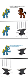 Size: 1000x2761 | Tagged: safe, oc, oc only, oc:bob, oc:pete perfection, anvil, comic, disease not alicorn, oc abuse