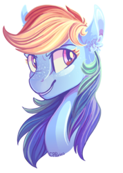 Size: 642x900 | Tagged: safe, artist:crponies, rainbow dash, g4, bust, ear fluff, female, portrait, simple background, solo, transparent background