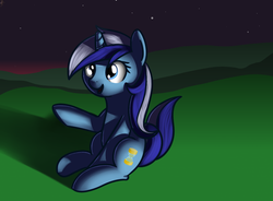 Size: 1404x1031 | Tagged: safe, artist:neuro, minuette, pony, unicorn, g4, female, night, solo, stars