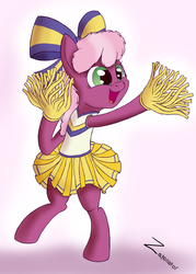 Size: 1561x2179 | Tagged: safe, artist:zaponator, cheerilee, earth pony, pony, g4, the cart before the ponies, bipedal, cheerileeder, cheerleader, cute, female, mare, solo