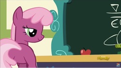 Size: 1280x722 | Tagged: safe, screencap, cheerilee, earth pony, pony, g4, the cart before the ponies, apple, butt, featureless crotch, female, flowerbutt, food, lidded eyes, mare, plot, solo