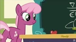 Size: 1281x718 | Tagged: safe, screencap, cheerilee, earth pony, pony, g4, the cart before the ponies, apple, butt, female, flowerbutt, food, mare, plot, solo