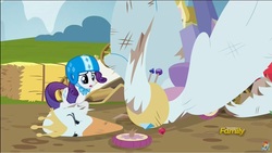 Size: 1282x721 | Tagged: safe, screencap, rarity, pony, g4, the cart before the ponies, broken, cart, destruction, swanlestia
