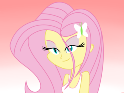 Size: 1800x1350 | Tagged: safe, artist:mofetafrombrooklyn, fluttershy, equestria girls, g4, clothes, eyeshadow, female, lidded eyes, makeup, seductive, smiling, solo, tank top