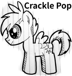 Size: 2056x2172 | Tagged: safe, artist:puppies567, crackle pop, pony, g4, the cart before the ponies, grayscale, high res, lined paper, monochrome, solo, traditional art