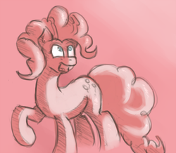 Size: 885x773 | Tagged: safe, artist:post-it, pinkie pie, g4, colored sketch, female, monochrome, sketch, smiling, solo
