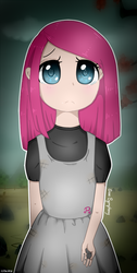 Size: 451x893 | Tagged: safe, artist:starsymphonystela, pinkie pie, human, g4, clothes, cute, cuteamena, female, pinkamena diane pie, sad, solo