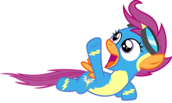 Size: 8322x4949 | Tagged: safe, artist:baronbronie, scootaloo, pegasus, pony, g4, absurd resolution, clothes, cute, cutealoo, female, filly, foal, goggles, open mouth, scootaloo can fly, simple background, solo, transparent background, vector, wonderbolt scootaloo, wonderbolts uniform