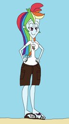 Size: 669x1192 | Tagged: safe, artist:conservativepip, artist:hunterxcolleen, edit, rainbow dash, equestria girls, g4, clothes, feet, nail polish, sandals, shorts, toenails, toes, tomboy