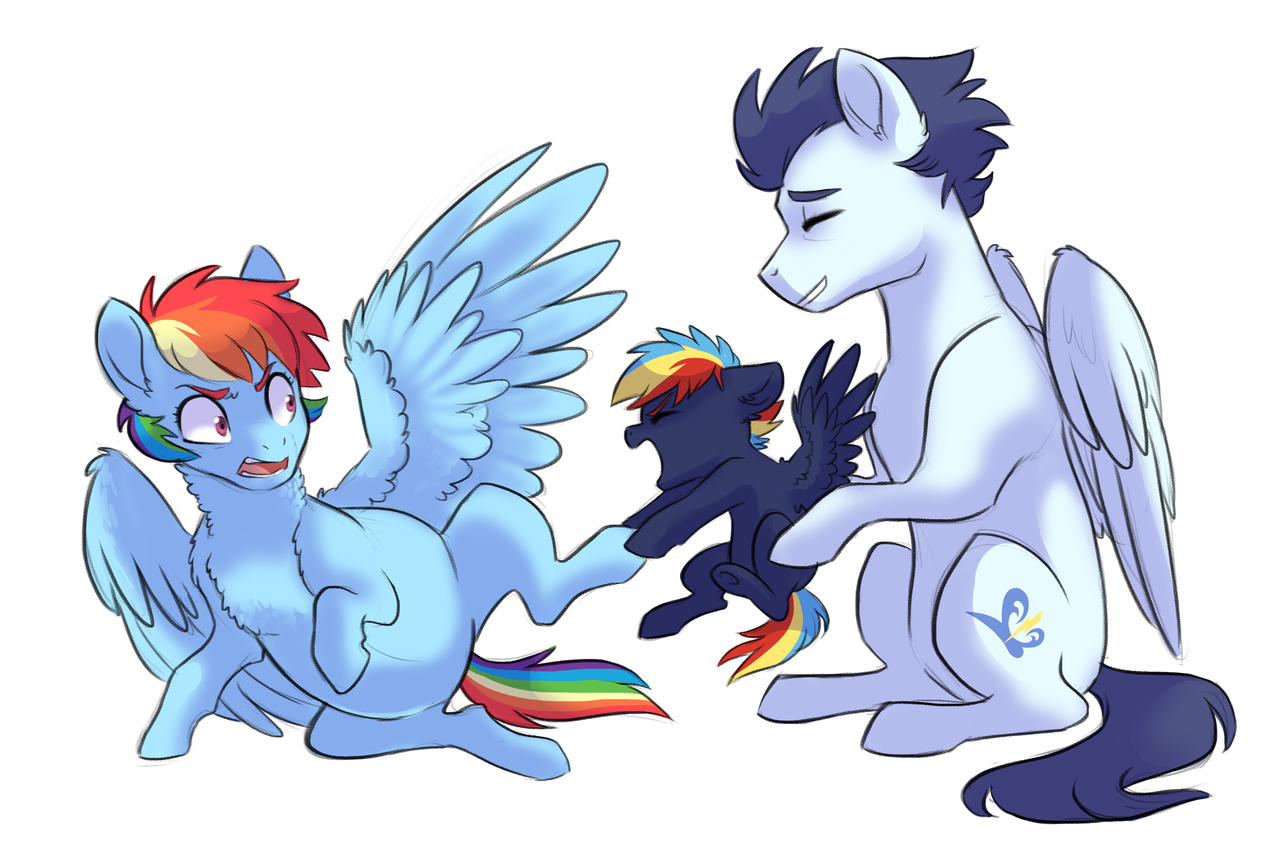 #1219441 - safe, artist:kianamai, <b>rainbow</b> dash, <b>soarin</b>&apos;, oc, oc:prism ...