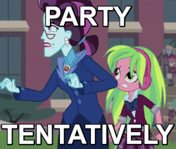 Size: 641x540 | Tagged: safe, edit, edited screencap, screencap, lemon zest, principal abacus cinch, equestria girls, g4, my little pony equestria girls: friendship games, animated, dancing, dancing cinch, female, image macro, meme, party hard, party soft, reversed