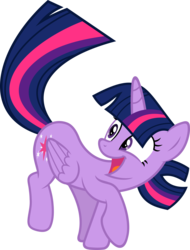 Size: 4562x6000 | Tagged: safe, artist:slb94, twilight sparkle, alicorn, pony, g4, the hooffields and mccolts, absurd resolution, behaving like a dog, excited, female, folded wings, looking back, mare, simple background, solo, transparent background, twilight sparkle (alicorn), vector