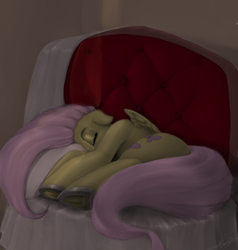 Size: 950x1000 | Tagged: safe, artist:limchph2, fluttershy, pony, g4, female, hooves, horseshoes, sleeping, solo, underhoof