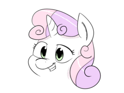 Size: 1024x768 | Tagged: safe, artist:periodicbrony, sweetie belle, g4, bust, female, portrait, simple background, smiling, solo, white background