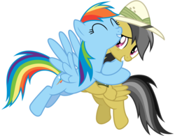 Size: 10000x7800 | Tagged: safe, artist:mpnoir, daring do, rainbow dash, pegasus, pony, daring don't, g4, .svg available, ^^, absurd resolution, duo, duo female, eyes closed, female, hug, mare, simple background, transparent background, vector
