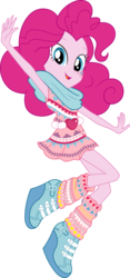Size: 6610x14172 | Tagged: safe, artist:sugar-loop, pinkie pie, equestria girls, g4, my little pony equestria girls: legend of everfree, .ai available, .svg available, absurd resolution, backcard, box art, camp fashion show outfit, clothes, female, open mouth, scarf, simple background, solo, transparent background, vector