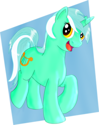 Size: 500x633 | Tagged: safe, artist:hall56, lyra heartstrings, pony, unicorn, g4, abstract background, female, looking at you, smiling, solo