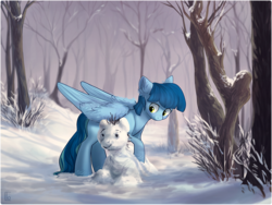 Size: 1600x1200 | Tagged: safe, artist:locksto, oc, oc only, pegasus, pony, commission, snowman, snowpony, solo, winter